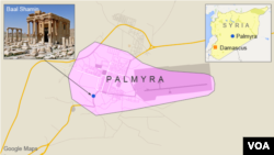 Vị trí đền thờ Baal Shamin ở Palmyra, Syria.