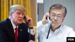 Tổng thống Mỹ Donald Trump và Tổng thống Hàn Quốc Moon Jae-in điện đàm.