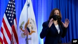 Phó Tổng thống Hoa Kỳ Kamala Harris phát biểu vào ngày 10/08/2021 ở Washington. (AP Photo/Patrick Semansky)