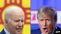 Ảnh phối hợp: Cựu Tổng thống Donald Trump, phải, và đương kim Tổng thống Joe Biden.